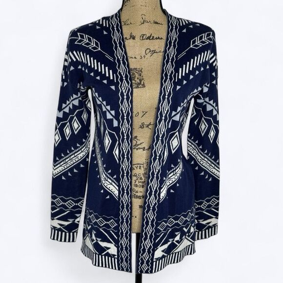 Pink Republic Sweaters - Pink Republic Cardigan Sweater Sz M Blue Long Sleeve Southwest Aztec Print
